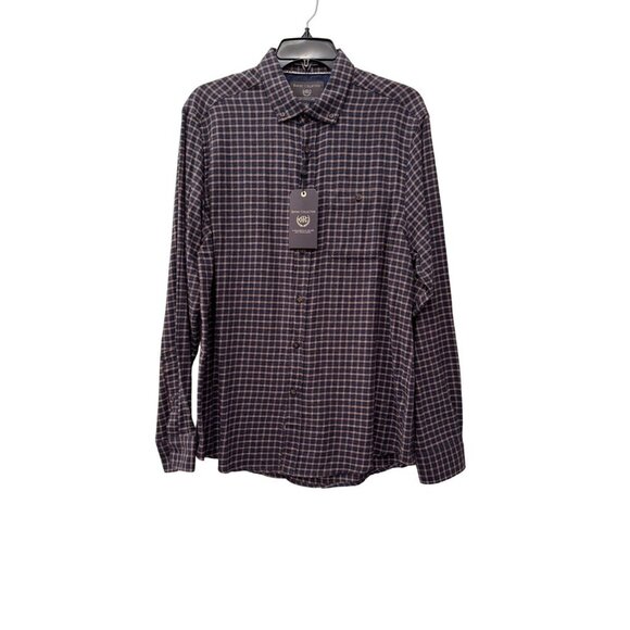 New Report Collection Men's Size L Soft Touch Flannel Blue Plaid Classic Fit - Picture 1 of 11